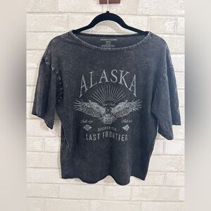 Gray Alaska Graphic T-Shirt by Caution to the Wind Size M #1948